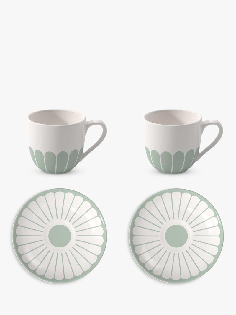 Villeroy & Boch porcelain espresso cup and saucer set with floral design, 70ml, set of two (British brand)