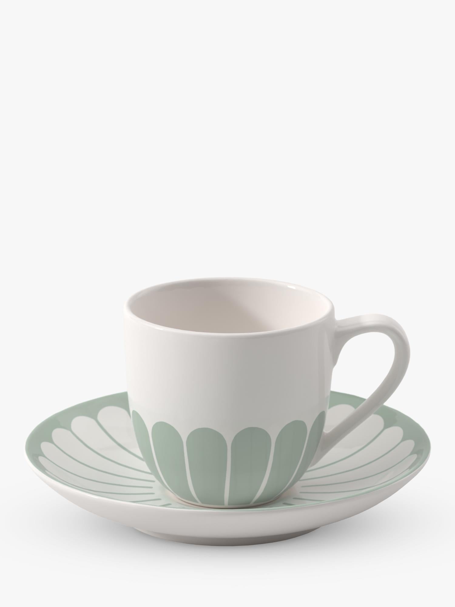 Villeroy & Boch porcelain espresso cup and saucer set with floral design, 70ml, set of two (British brand)