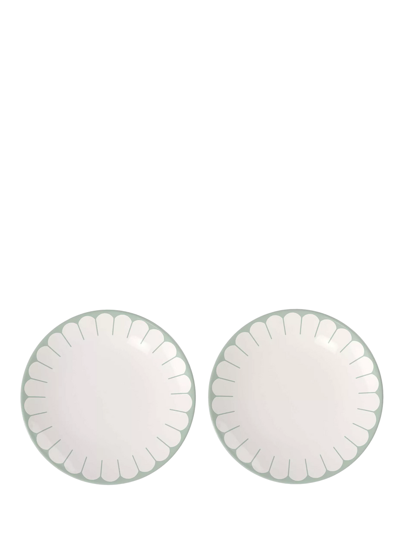 Villeroy & Boch green floral porcelain dinner plates, set of two, 26cm (British brand)