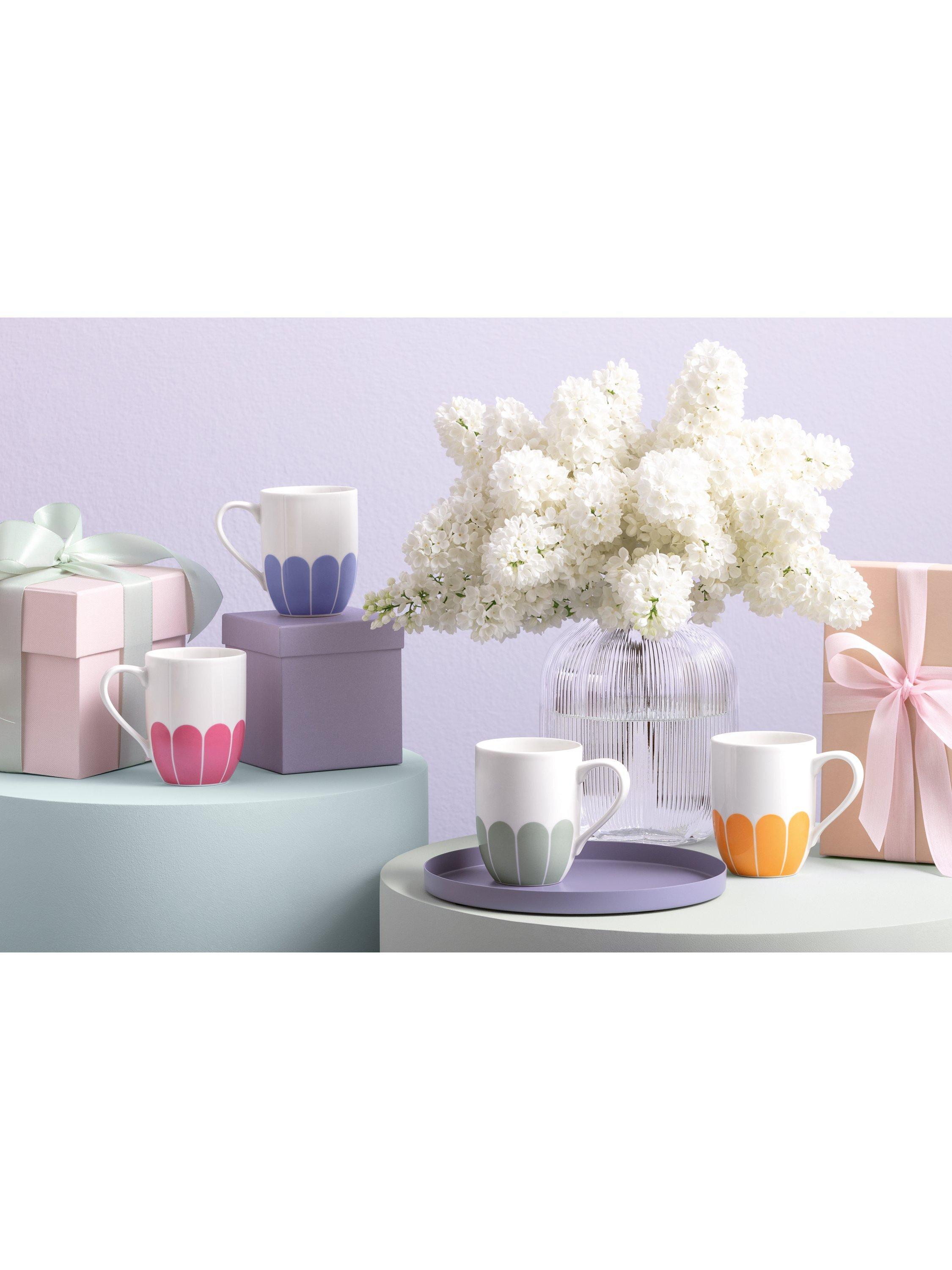 Villeroy & Boch porcelain mug set of 2 with floral design, 290ml, Cassis (British brand)