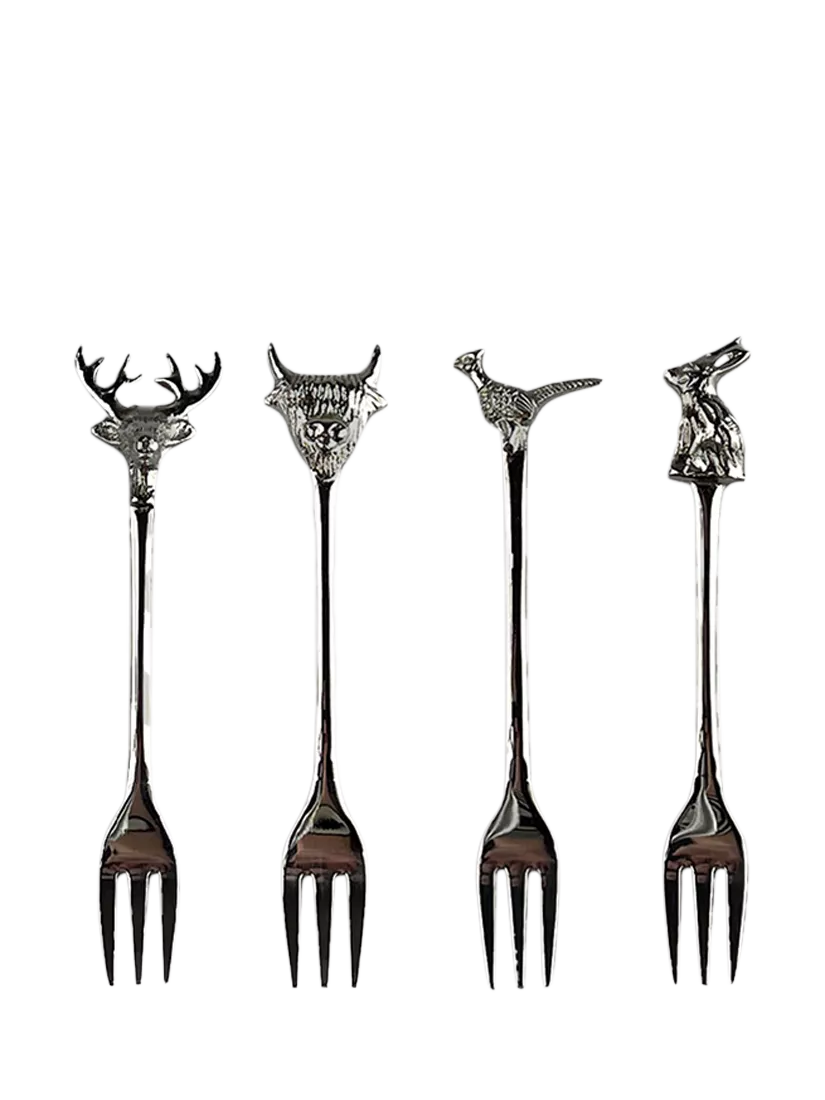Selbrae House Country Animals pastry forks set of 4 (British brand)