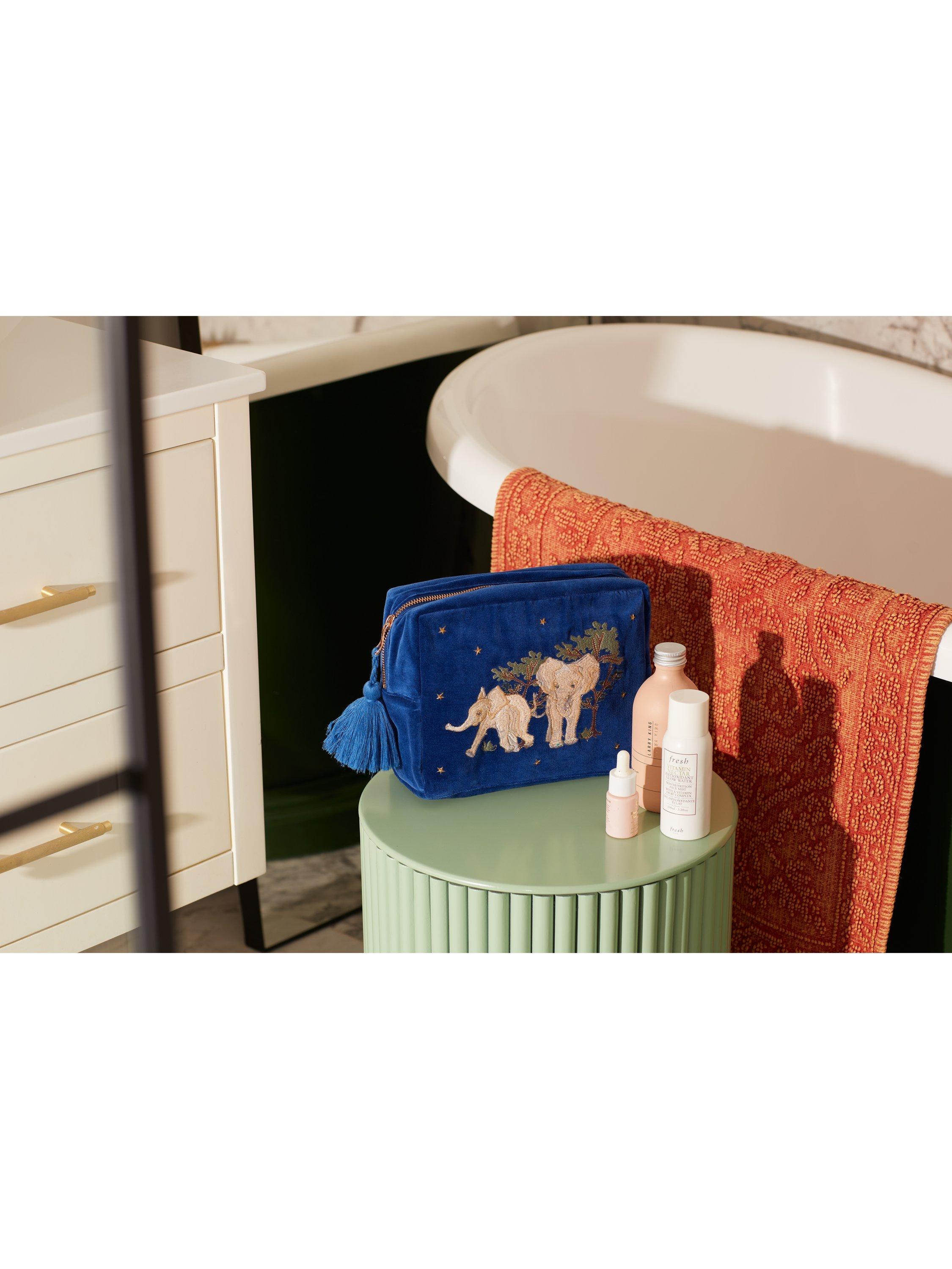 Elizabeth Scarlett Elephant wash bag in navy British product