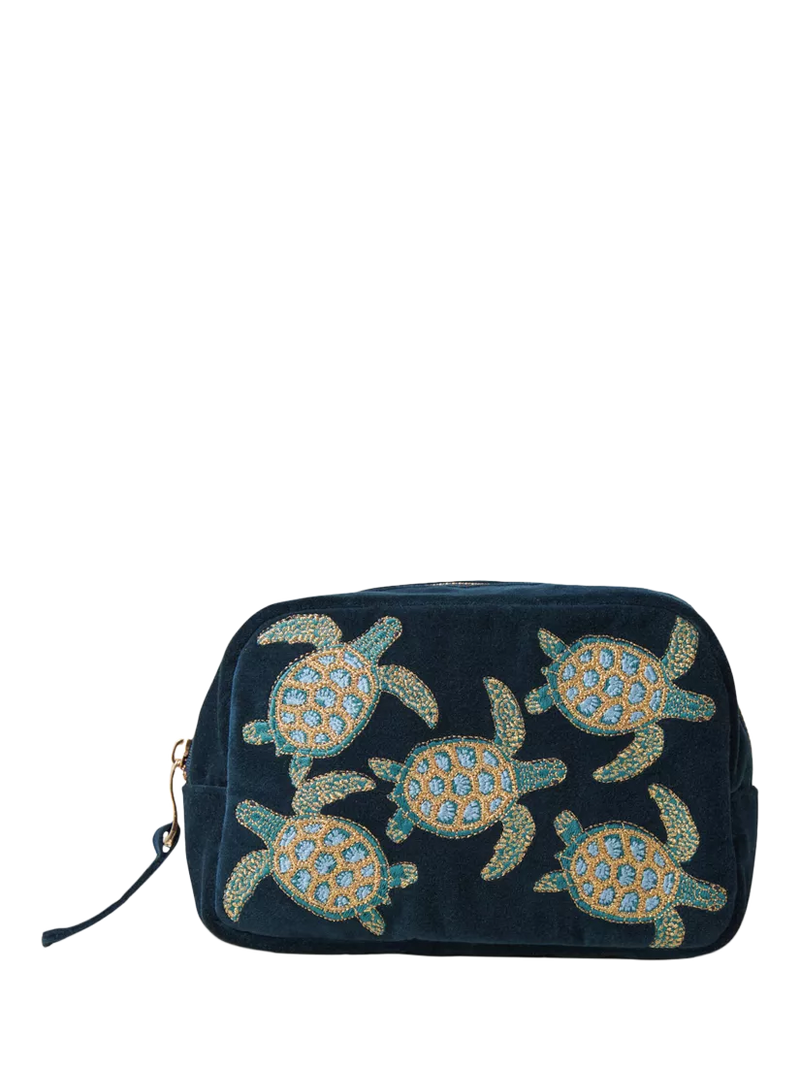 Elizabeth Scarlett Turtle Marine cosmetics bag in navy (British brand)