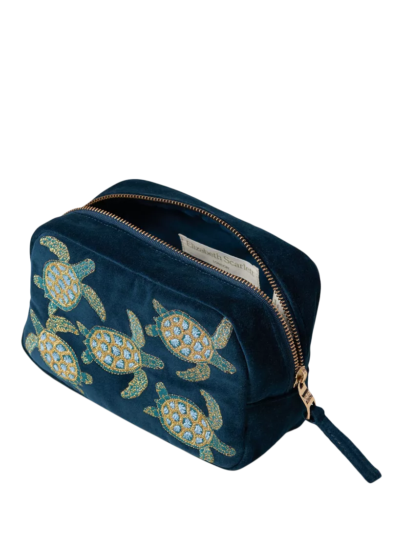 Elizabeth Scarlett Turtle Marine cosmetics bag in navy (British brand)