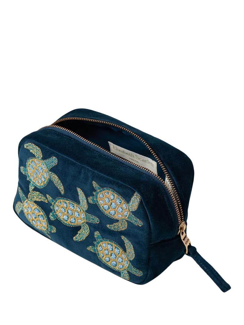 Elizabeth Scarlett Turtle Marine cosmetics bag in navy (British brand)