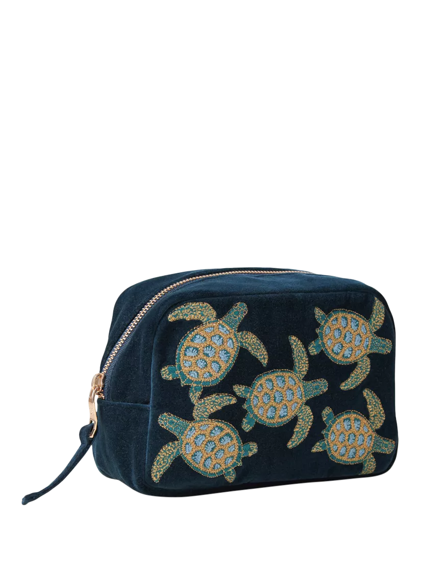Elizabeth Scarlett Turtle Marine cosmetics bag in navy (British brand)