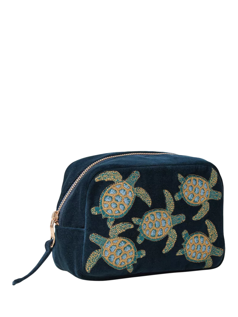 Elizabeth Scarlett Turtle Marine cosmetics bag in navy (British brand)