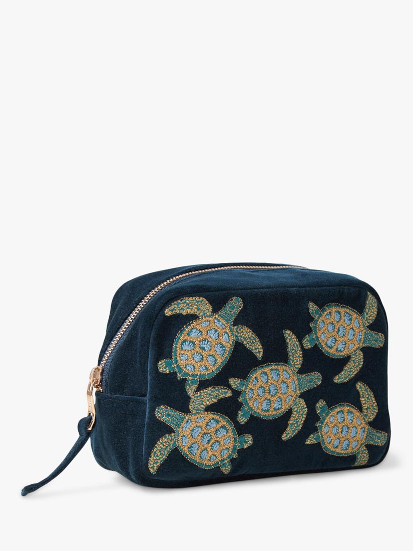 Elizabeth Scarlett Turtle Marine cosmetics bag in navy (British brand)