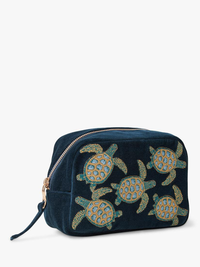 Elizabeth Scarlett Turtle Marine cosmetics bag in navy (British brand)