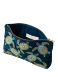 Elizabeth Scarlett navy cotton zip pouch with turtle embroidery - British product