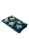 Elizabeth Scarlett navy cotton zip pouch with turtle embroidery - British product
