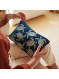 Elizabeth Scarlett navy cotton zip pouch with turtle embroidery - British product