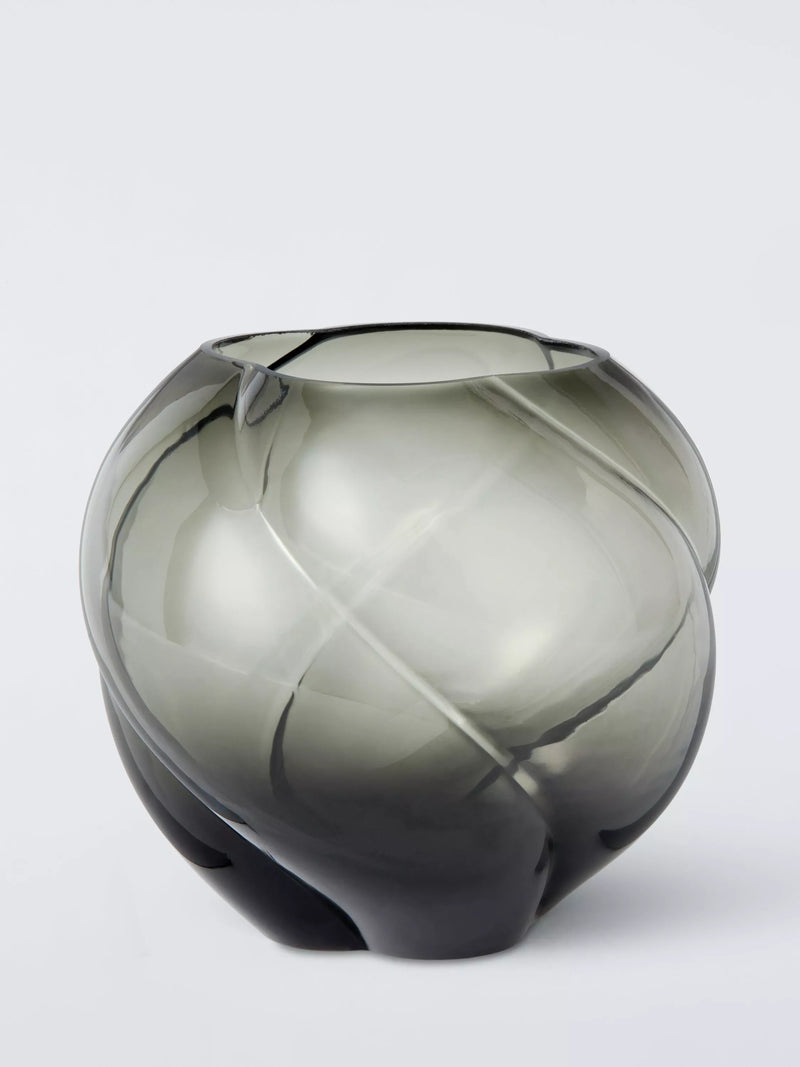John Lewis Twist Optic glass vase grey H16cm - British product