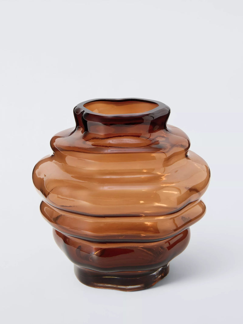 John Lewis amber glass vase 17cm, imported from the UK