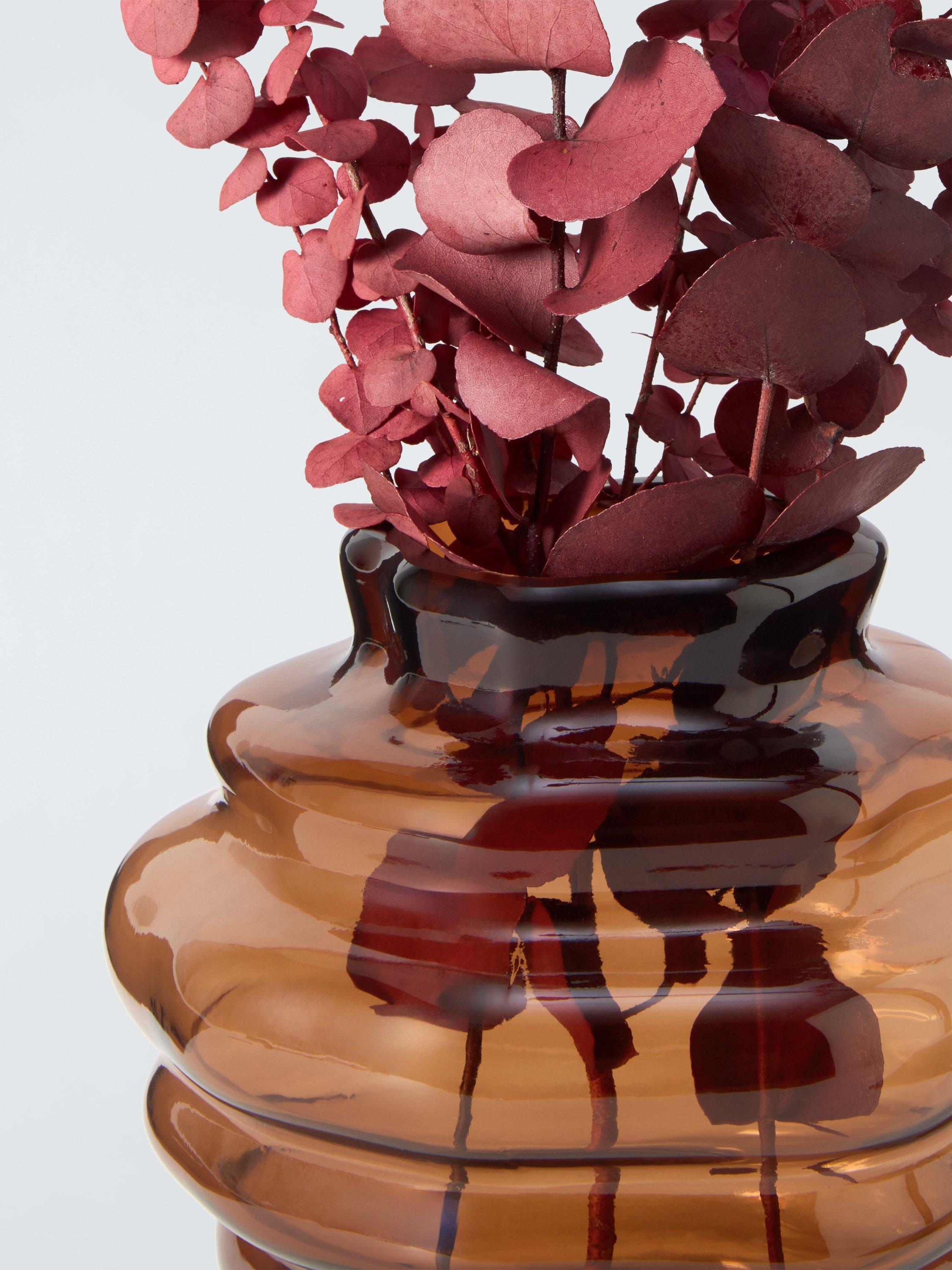 John Lewis amber glass vase 17cm, imported from the UK