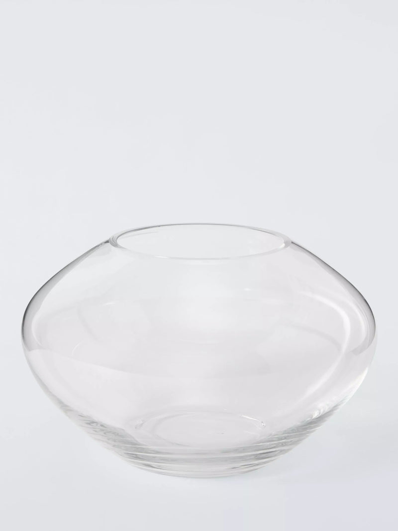 John Lewis wide urn glass vase 14cm clear, imported from the UK