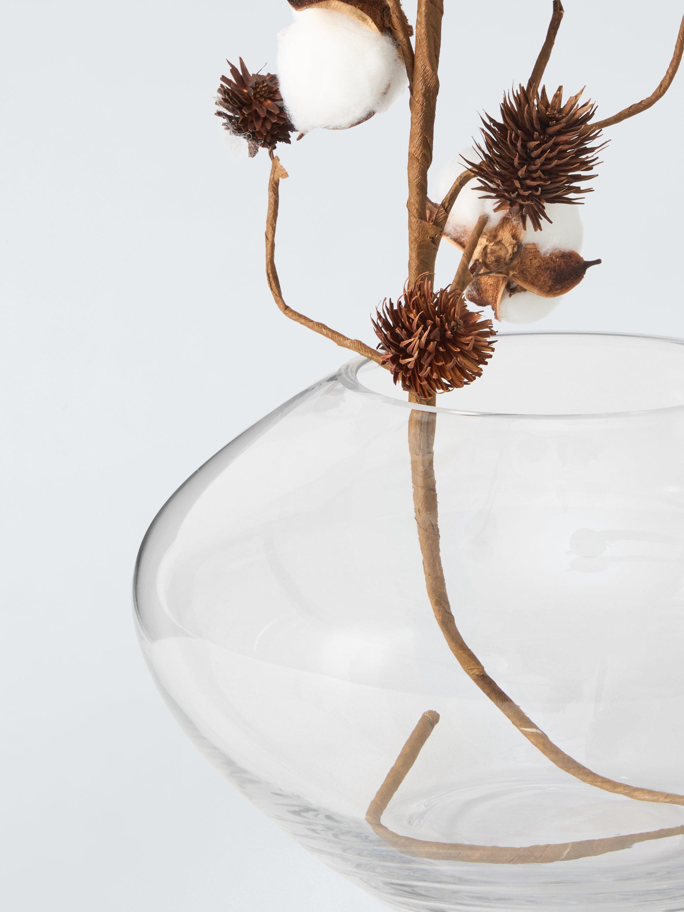 John Lewis wide urn glass vase 14cm clear, imported from the UK