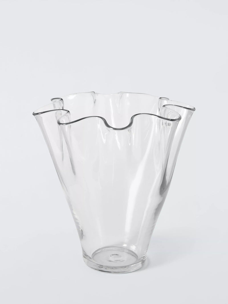 John Lewis glass vase handkerchief wave 28.7cm clear (British brand)