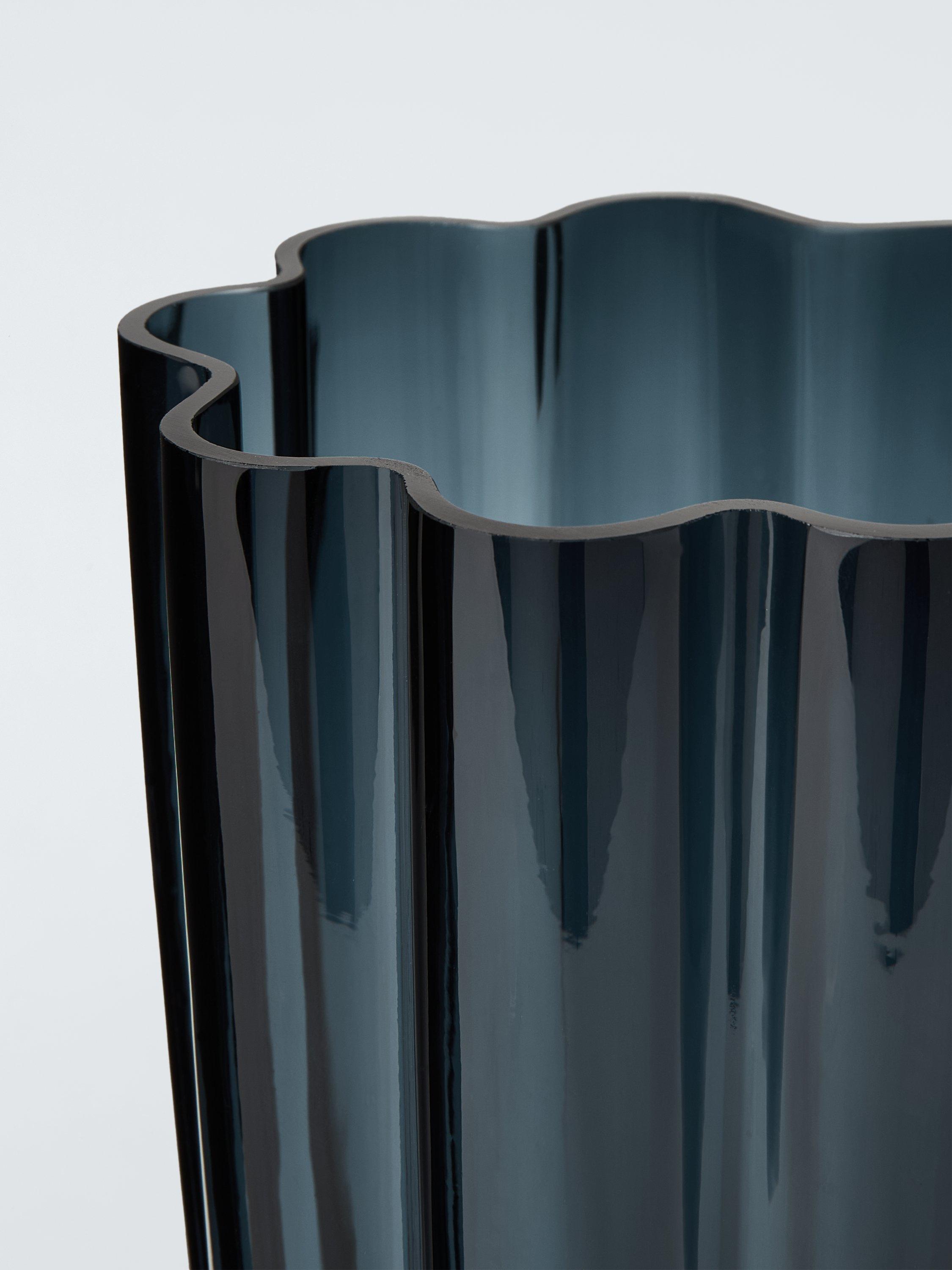 John Lewis ripple glass vase deep navy (British brand)