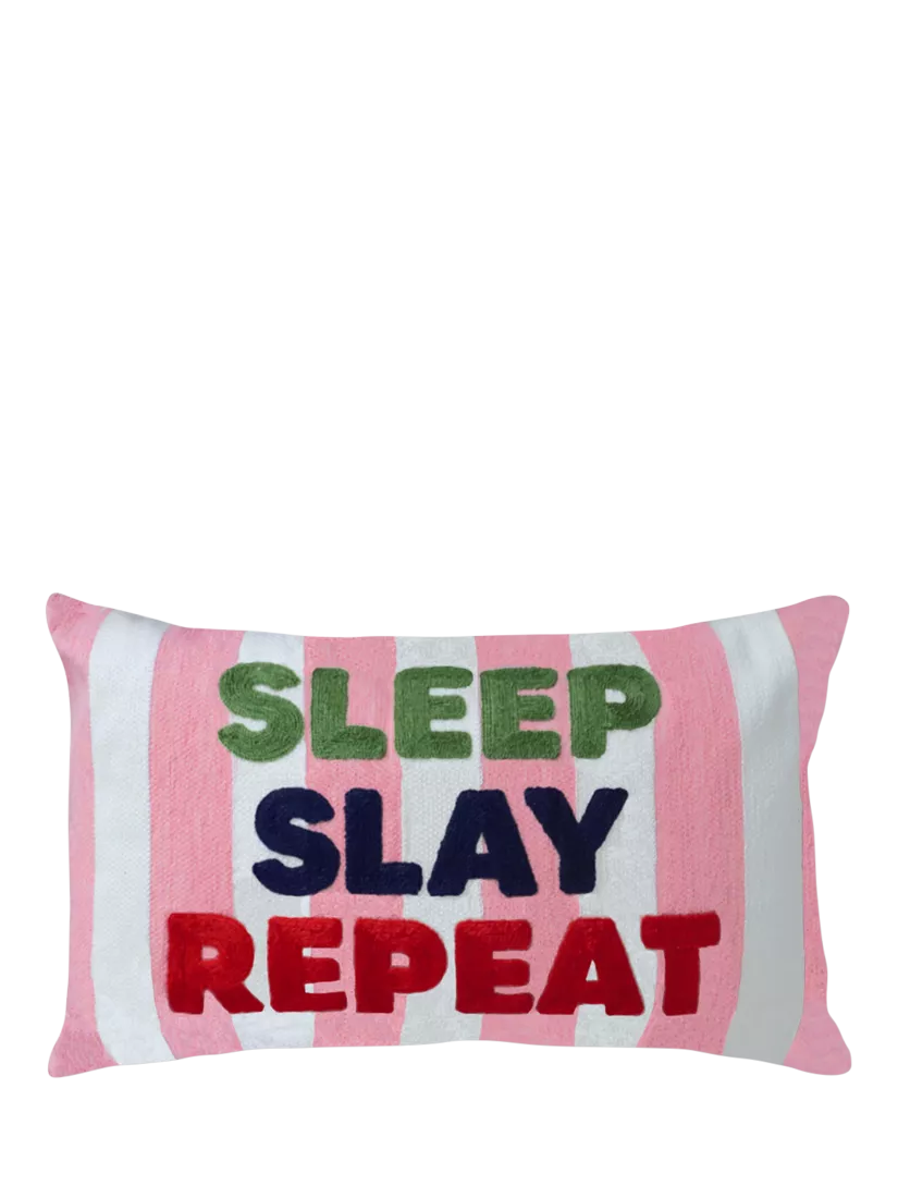 The Pillow Drop Sleep Slay Repeat cushion 30x50cm - British product