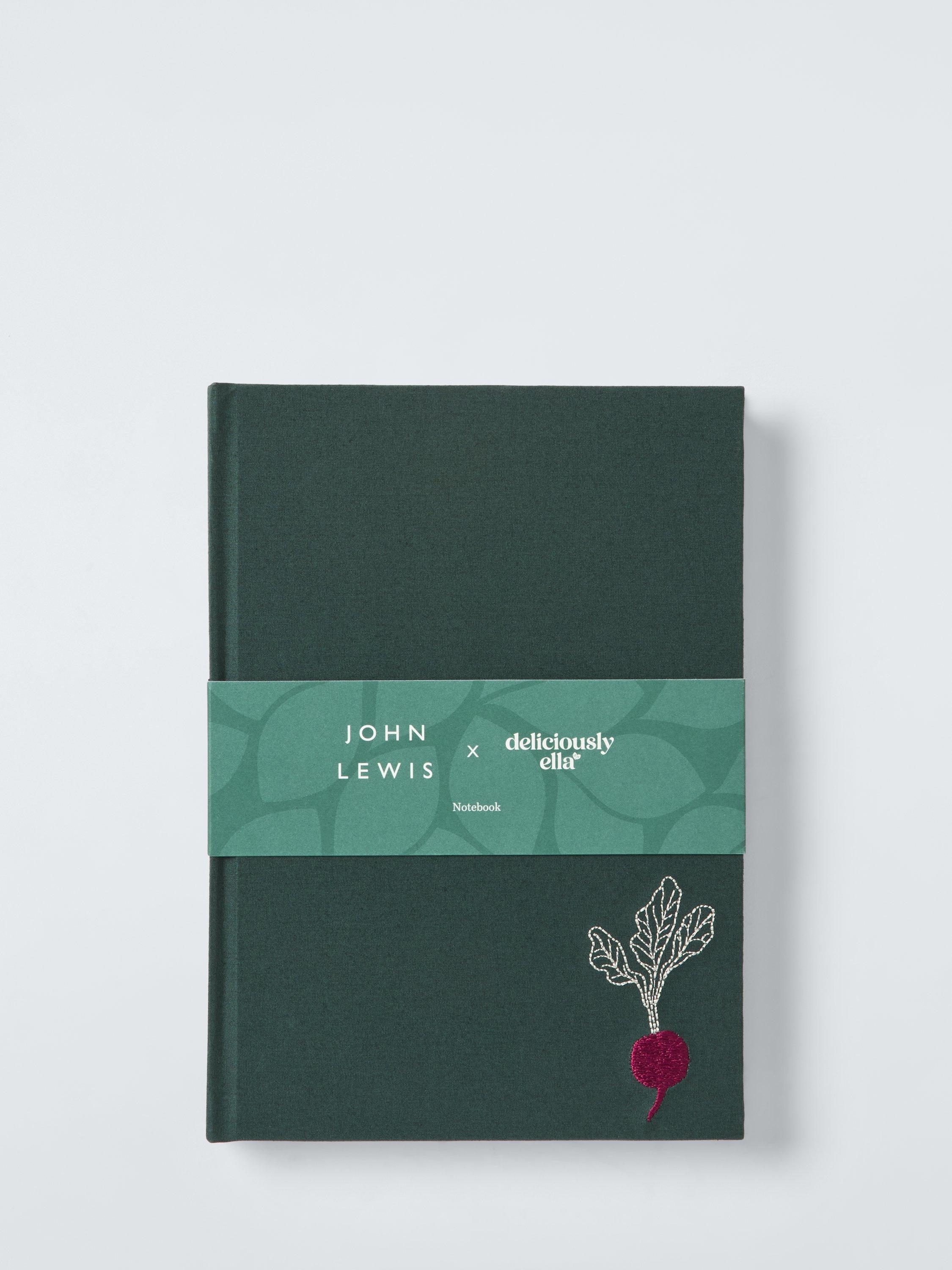 John Lewis X Deliciously Ella A5 embroidered cover notebook green, UK version