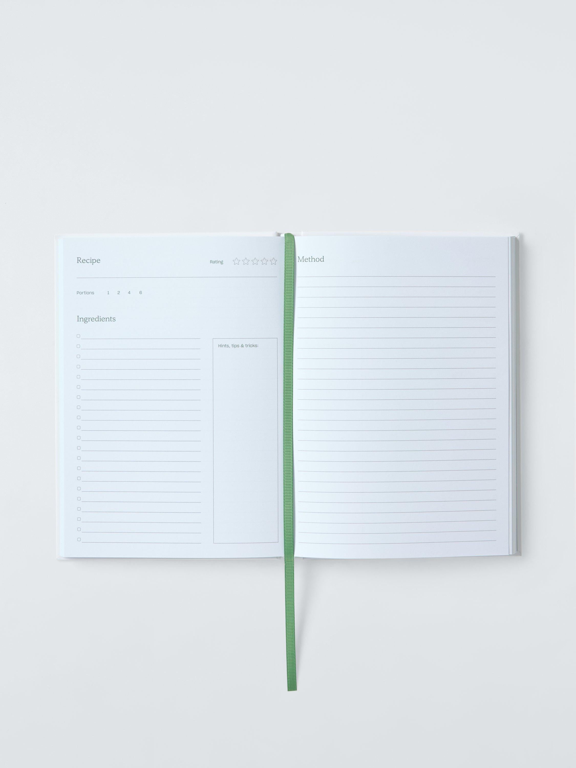 John Lewis Deliciously Ella blank recipe book green, A5 - British product