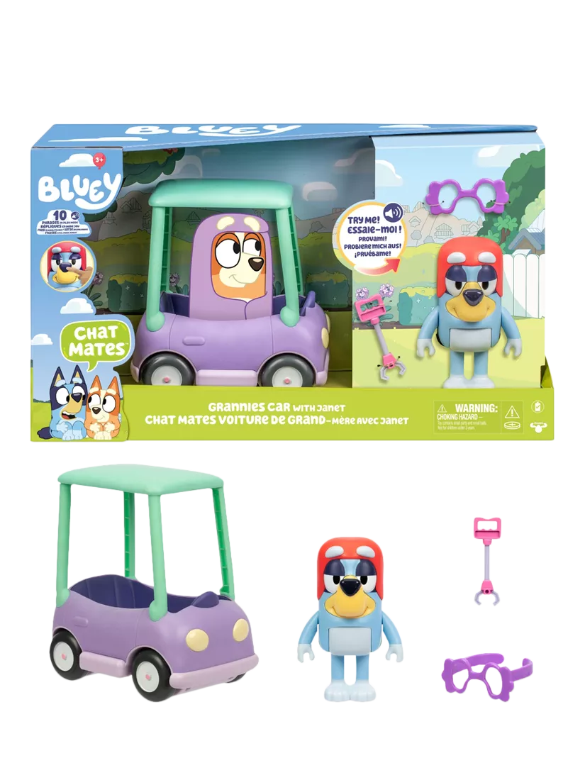 Bluey Grannies Car with Janet playset, imported from the UK