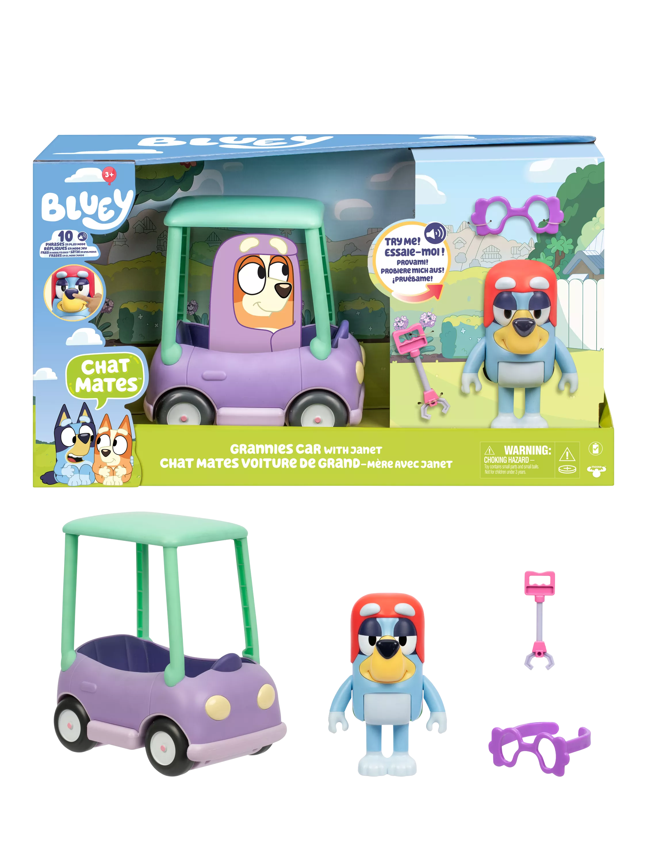 Bluey Grannies Car with Janet playset, imported from the UK