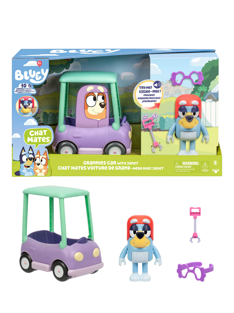 Bluey Grannies Car with Janet playset, imported from the UK
