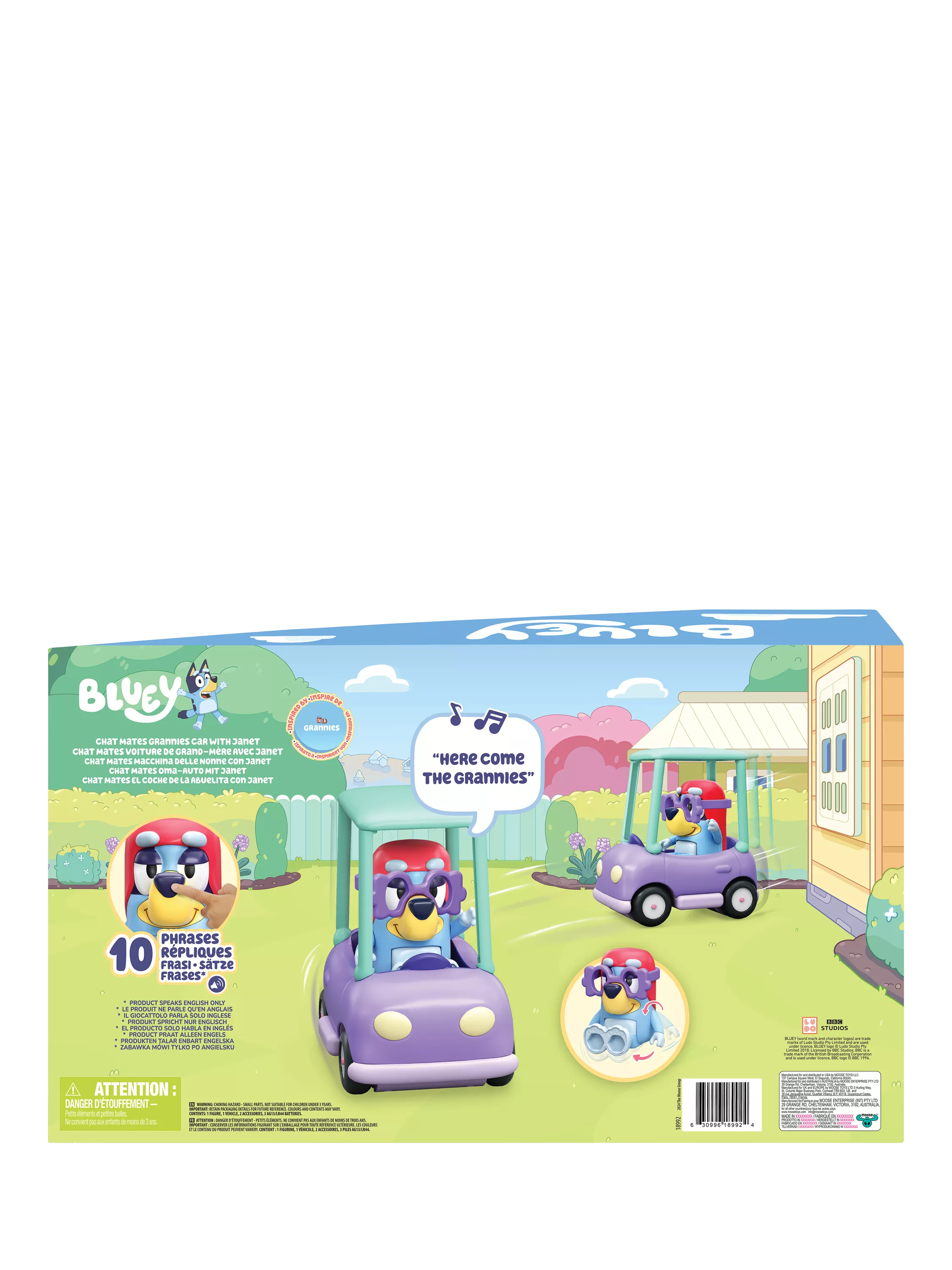 Bluey Grannies Car with Janet playset, imported from the UK