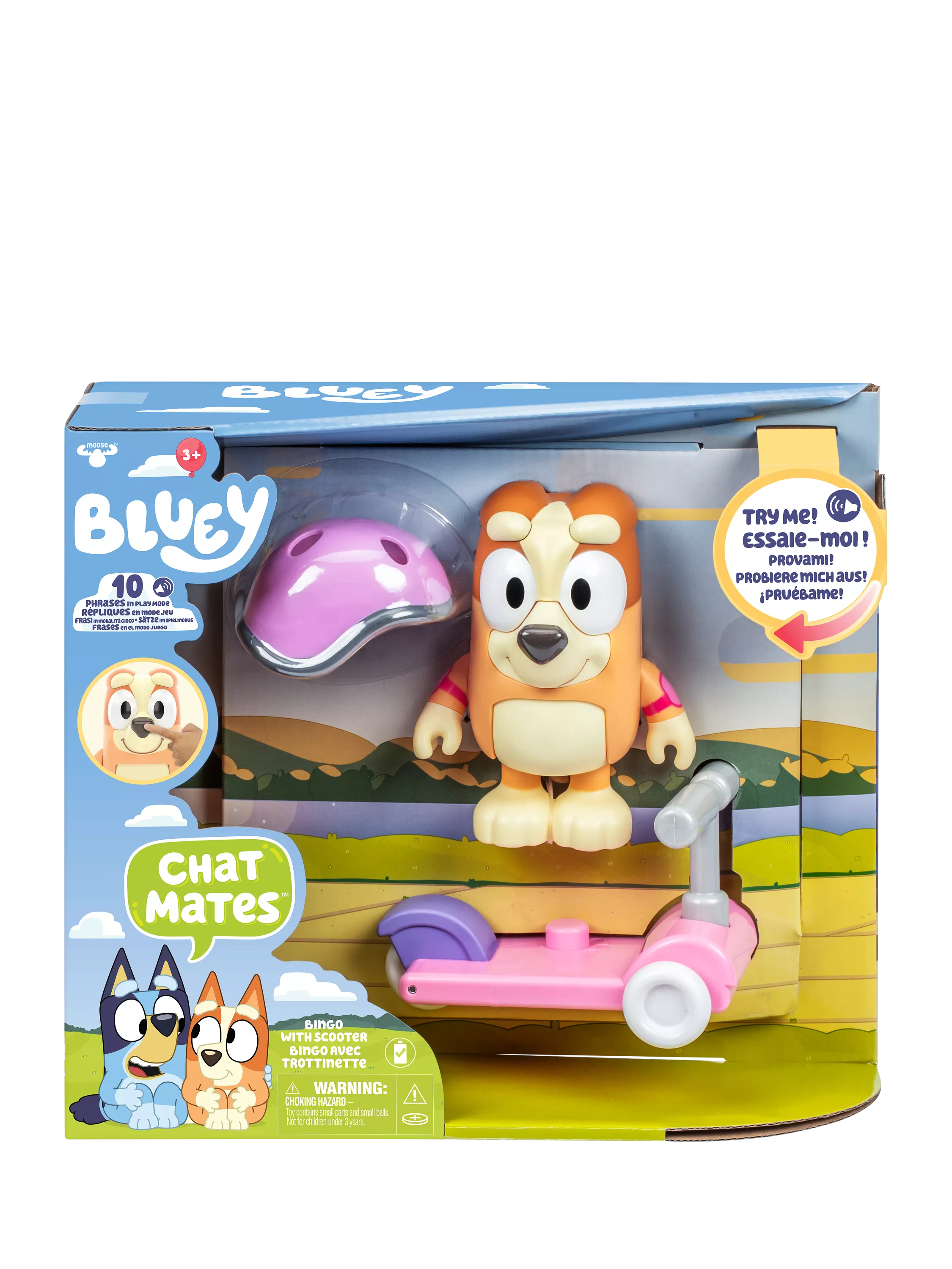 Bluey Bingo Chat Mates figure with scooter, imported from the UK