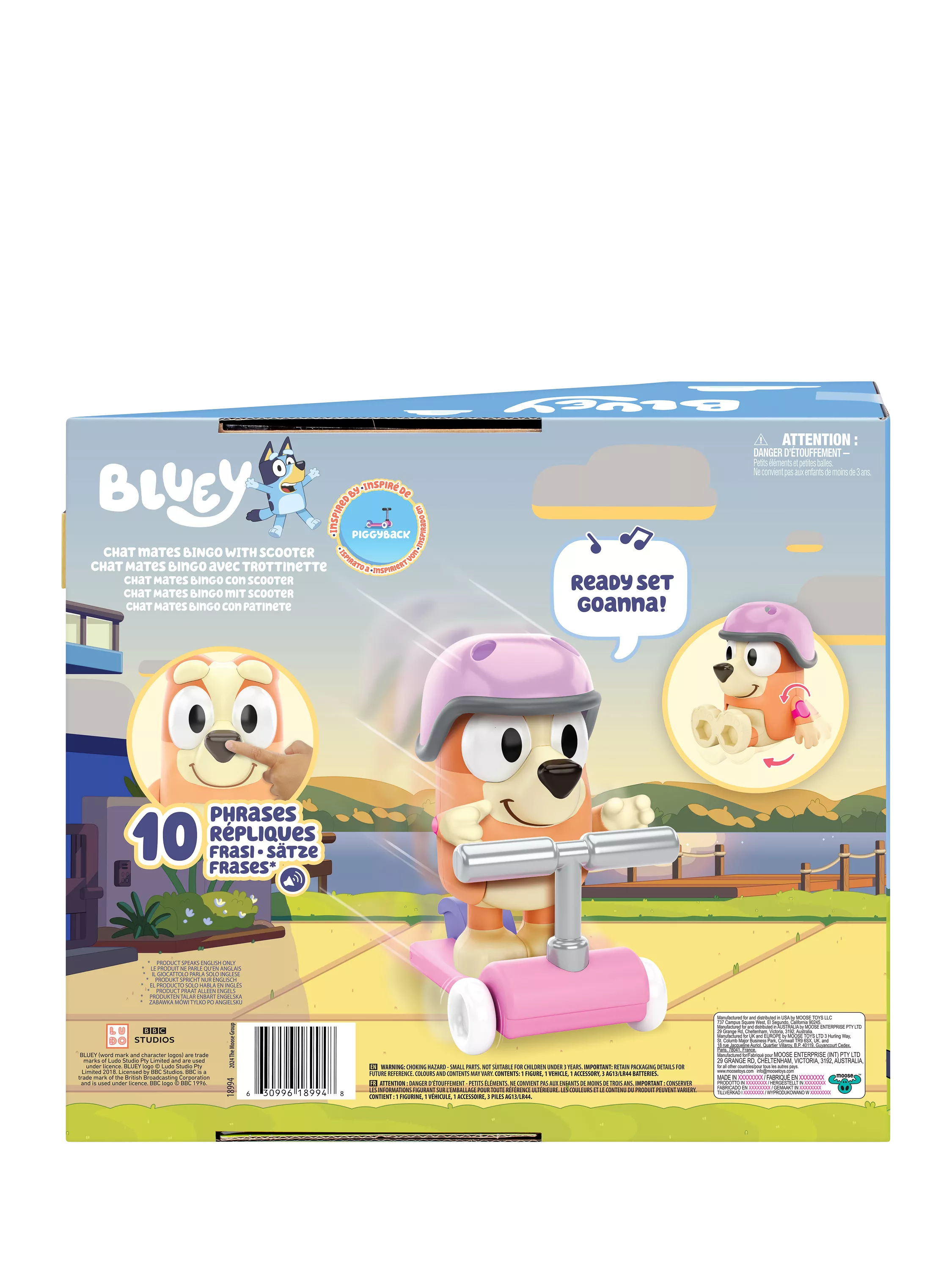Bluey Bingo Chat Mates figure with scooter, imported from the UK