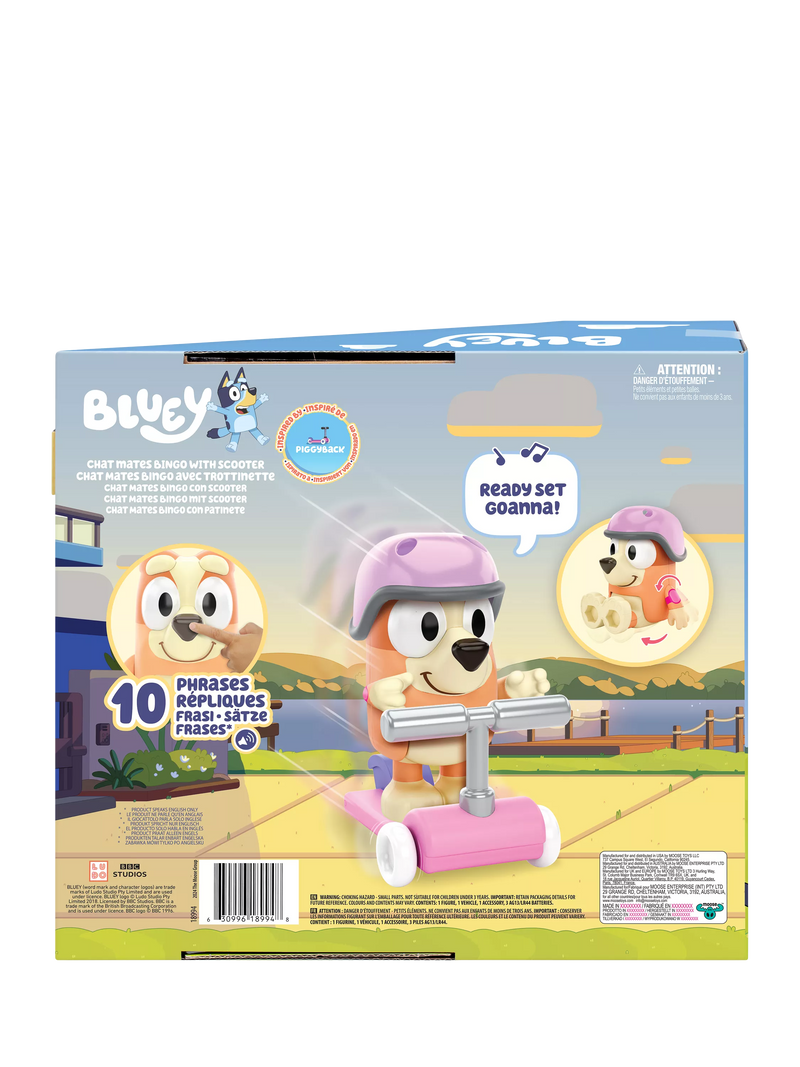 Bluey Bingo Chat Mates figure with scooter, imported from the UK