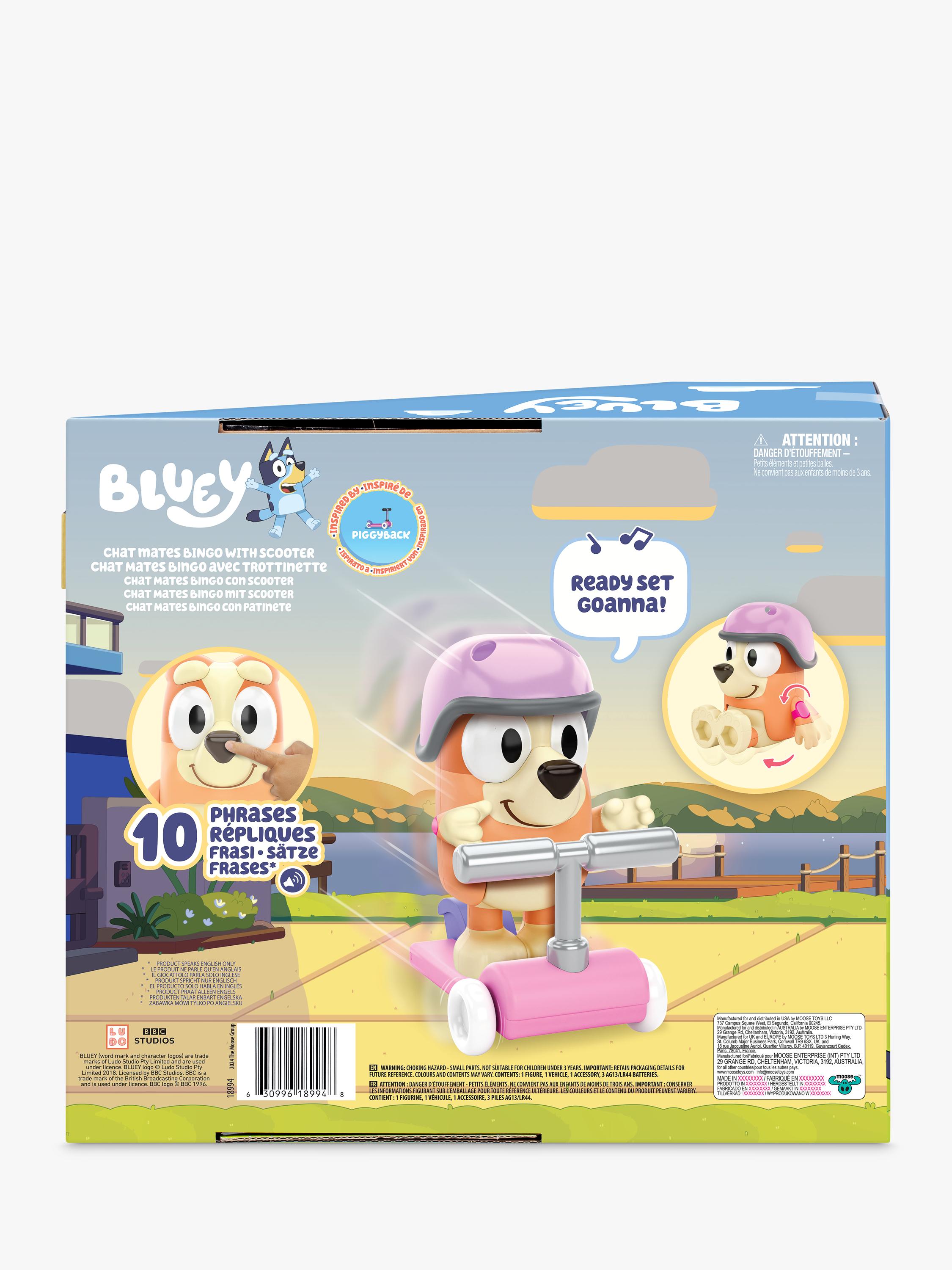 Bluey Bingo Chat Mates figure with scooter, imported from the UK
