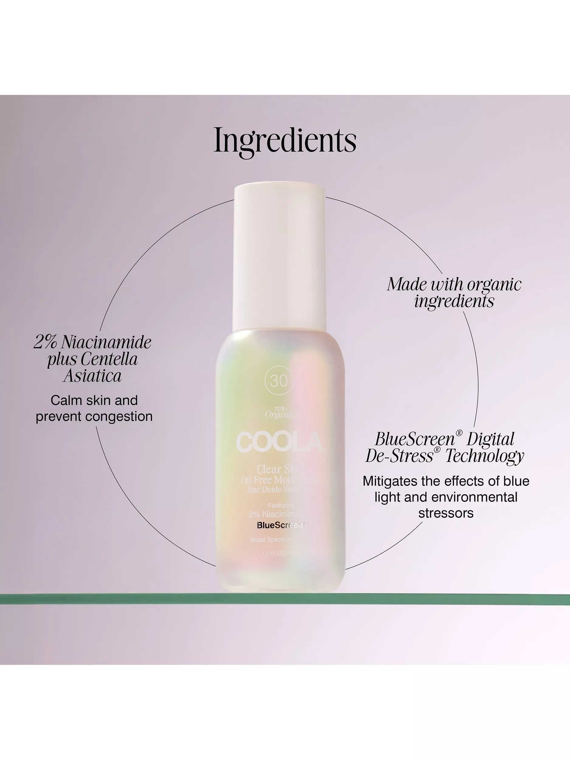 COOLA clear skin oil-free moisturiser SPF 30 33ml (British brand)