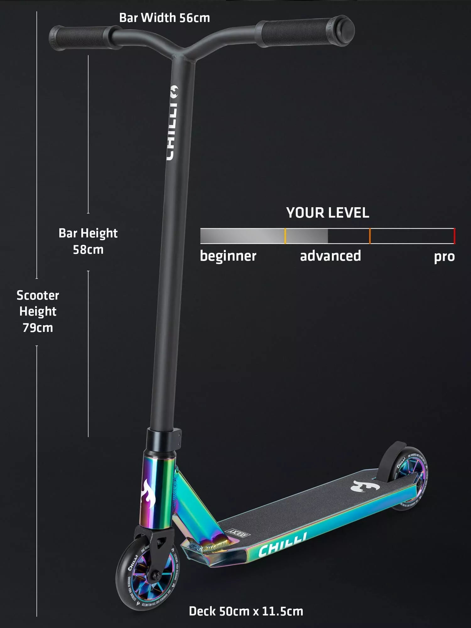 Micro Scooters Chilli stunt scooter Oil Slick Neochrome, imported from the UK
