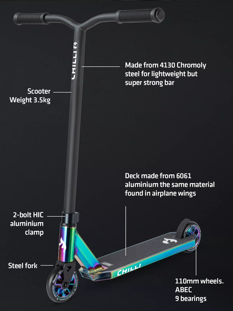 Micro Scooters Chilli stunt scooter Oil Slick Neochrome, imported from the UK
