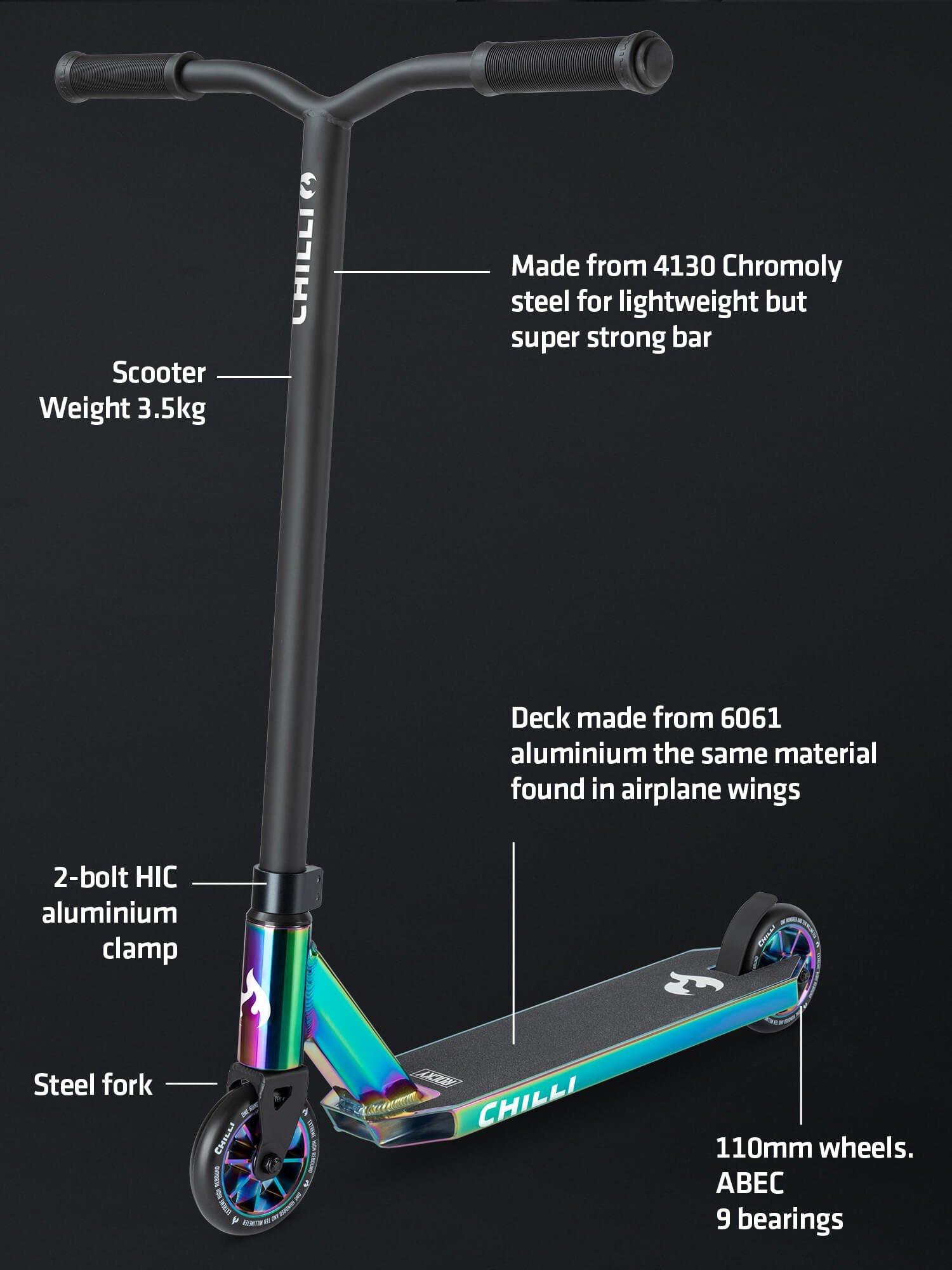 Micro Scooters Chilli stunt scooter Oil Slick Neochrome, imported from the UK