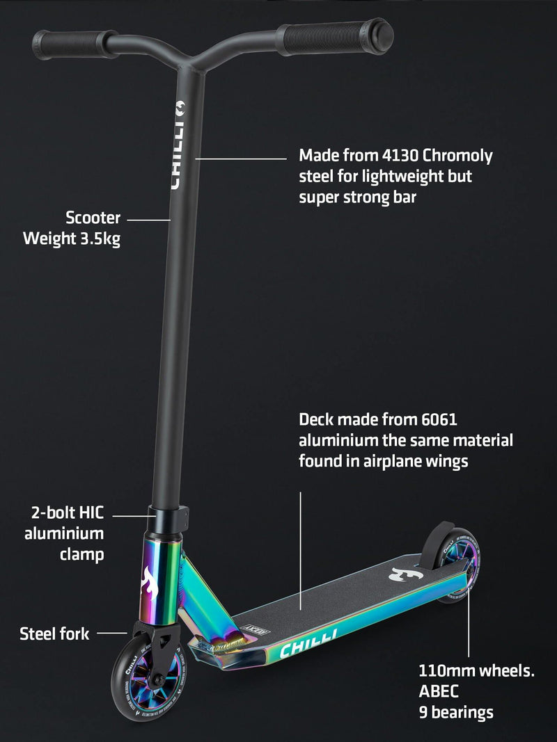 Micro Scooters Chilli stunt scooter Oil Slick Neochrome, imported from the UK