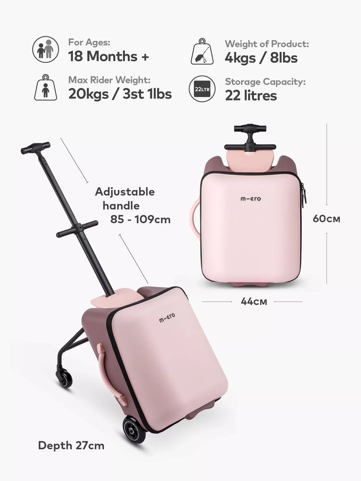 Micro Scooters ride-on suitcase Eazy Allrounder 26L, UK version