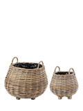 Pacific Kubu rattan bulbous planters set of 2 brown - British product
