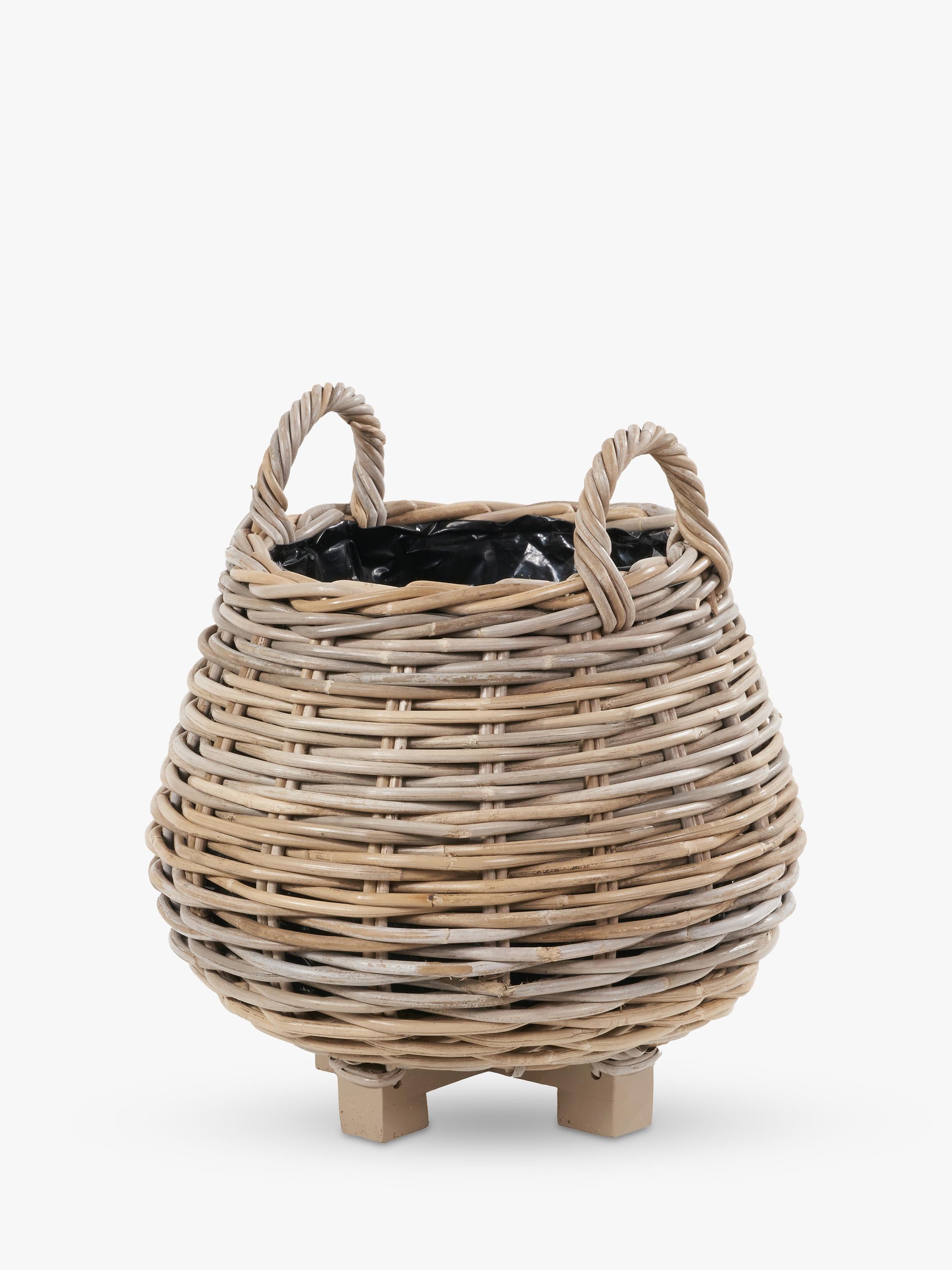 Pacific Kubu rattan bulbous planters set of 2 brown - British product
