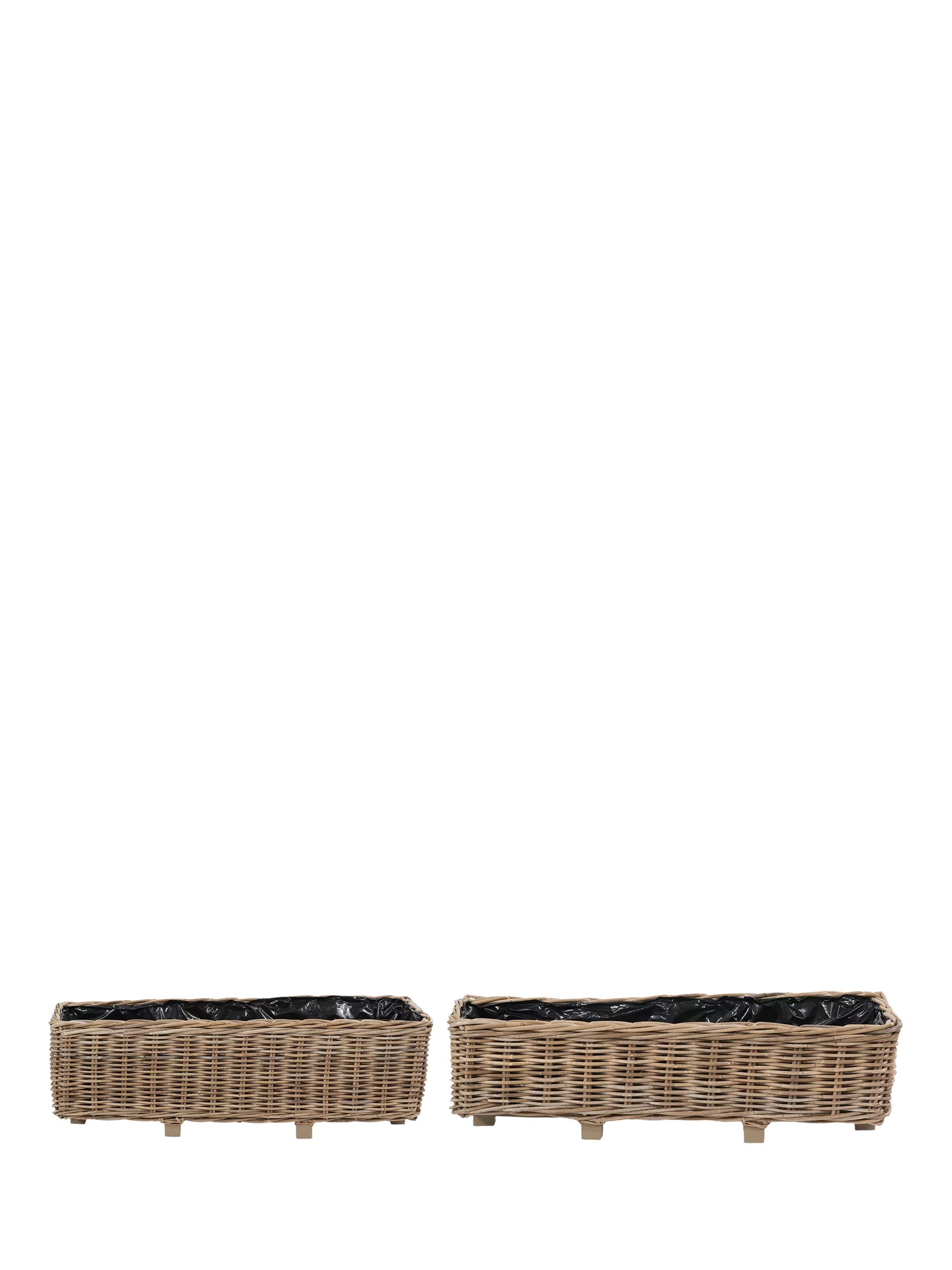 Pacific rattan trough planter set of 2 brown - British product