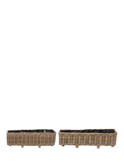 John Lewis Pacific Kubu Rattan Indoor/Outdoor Trough Planter Set of 2, Brown- Buy online at McGrocer