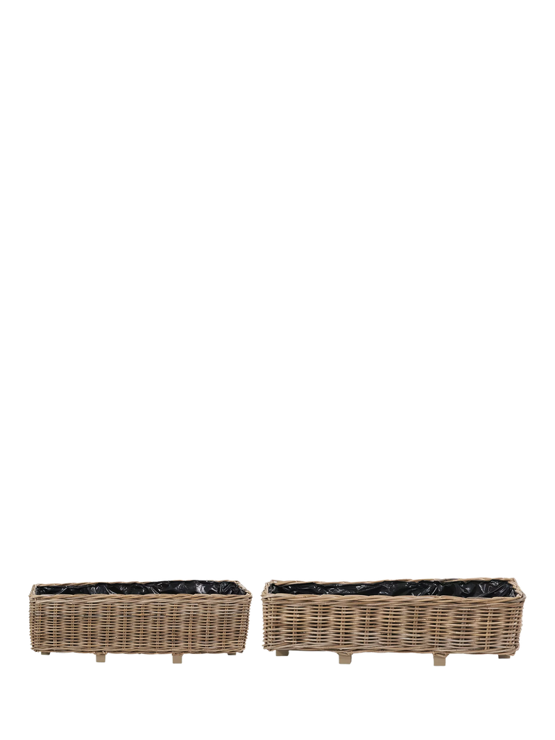 Pacific rattan trough planter set of 2 brown - British product