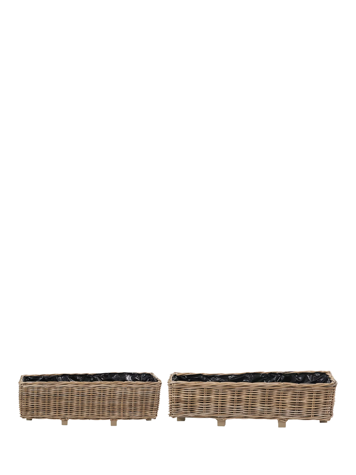Pacific rattan trough planter set of 2 brown - British product