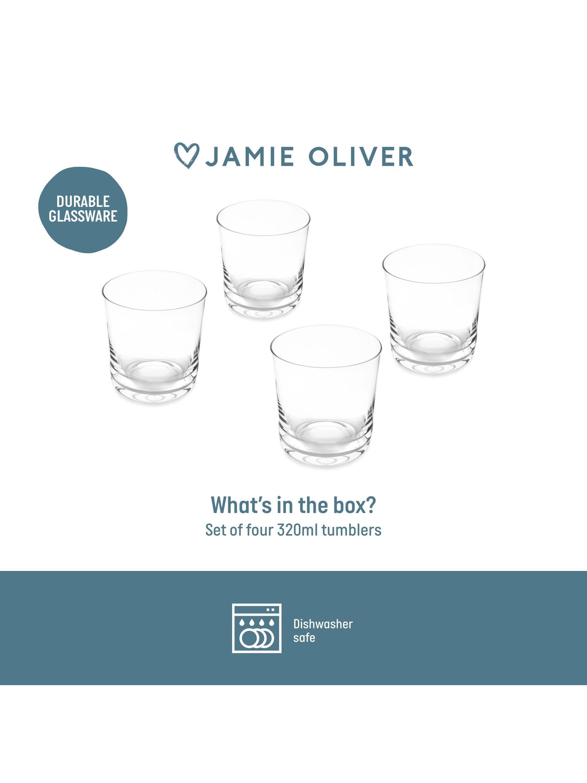 Jamie Oliver clear glass tumblers set of 4 320ml (British brand)