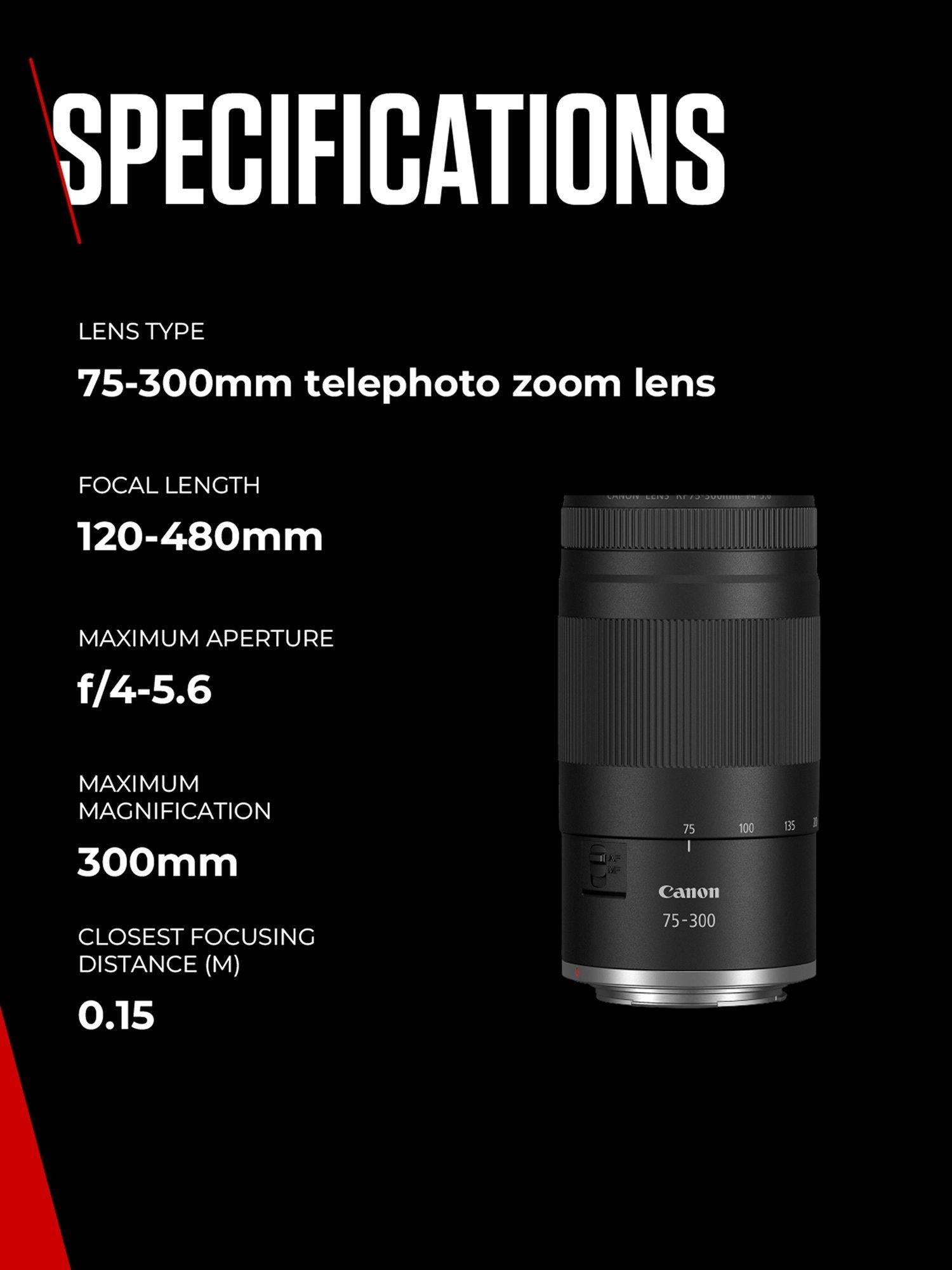 Canon telephoto zoom lens F4-5.6 75-300mm (British brand)