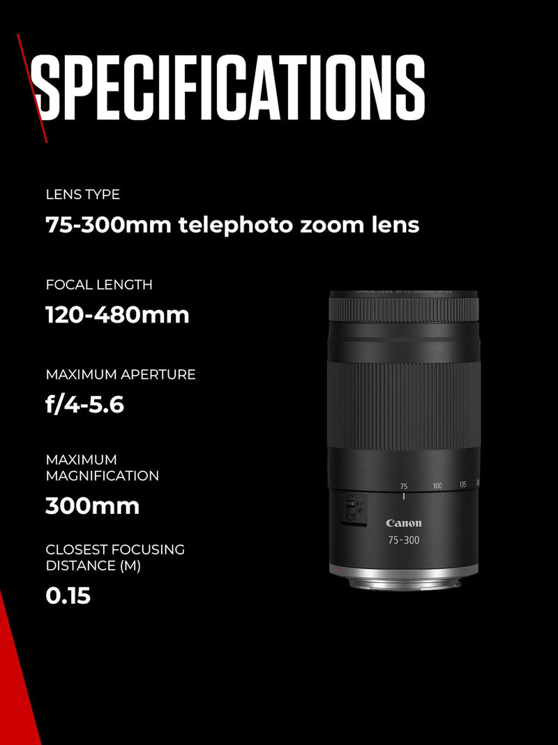Canon telephoto zoom lens F4-5.6 75-300mm (British brand)
