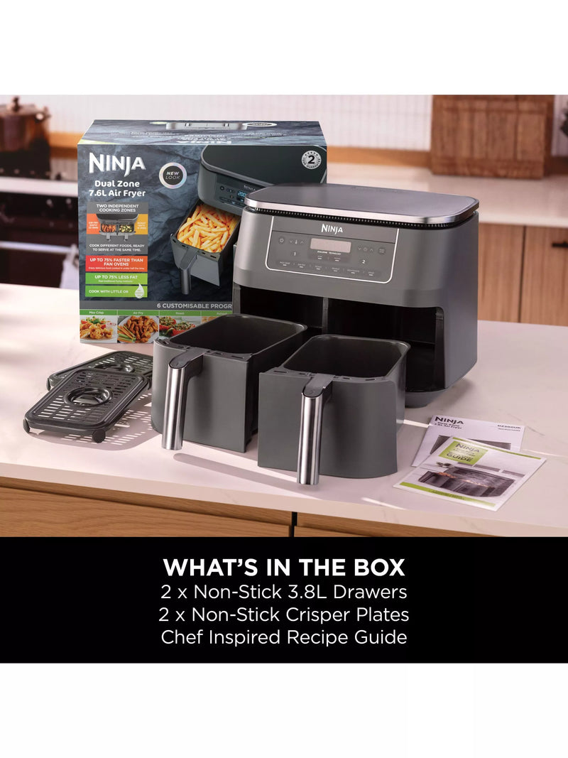 Ninja DZ300UK dual zone air fryer 7.6L grey (British brand)